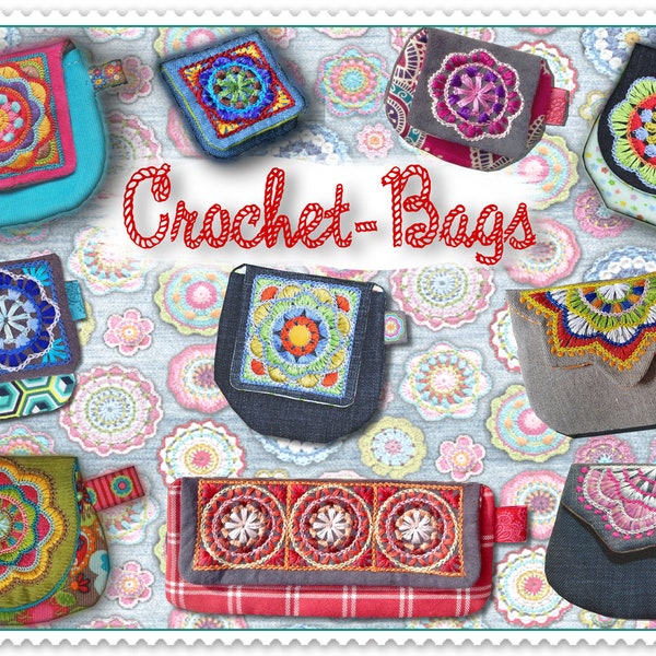 CrochetBags  - Mini Taschen-Stickdatei ITH 13x18 in-the-hoop