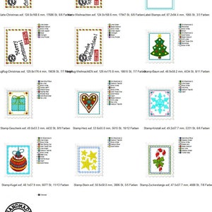 WeihnachtsStamps Stickdatei 13 Motive Weihnachten Adventskalender Labels Anhänger Bild 2