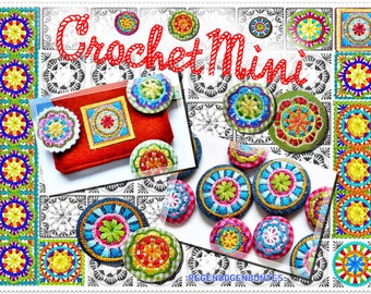 CrochetMini - Stickdatei  - 13x18er Rahmen Häkeln Ornament Mandala Knopf Bordüre