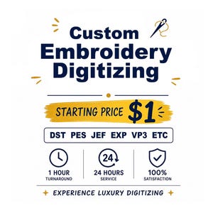 Custom Embroidery Digitizing Service | Logo, Pet Portrait, Text Digitizing (DST, PES, JEF)