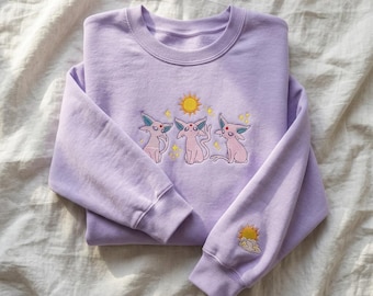 Espeon Umbreon broderade tröjor, matchande par anime-present