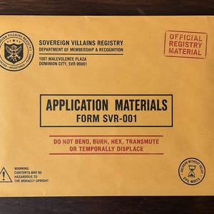 Sovereign Villains Registry Application Packet – Villain Intent Form SVR-001