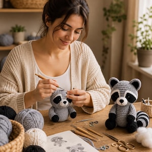 Jimothy Raccoon Amigurumi Crochet Pattern PDF, Striped Tail, 5-10 Inch Plush