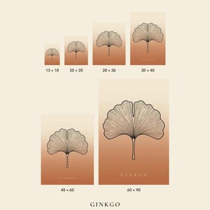 Ginkgo Poster – Minimalistische Line Art in Terrakotta, Japandi Wanddeko für Flur & Diele, Sofort Download Bild 3