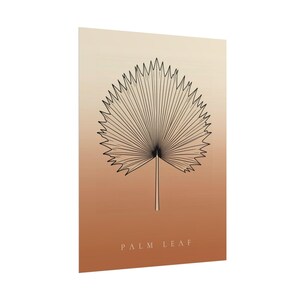 Palm leaf image instant download, Japandi poster, botanical line art, terracotta art print, digital wall art image 6
