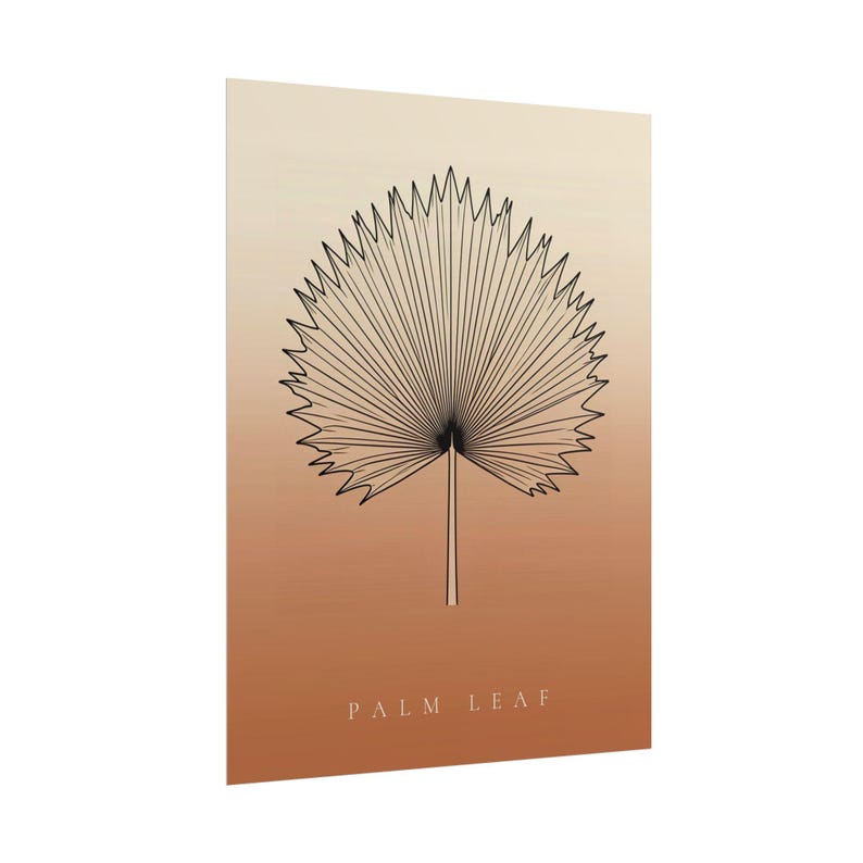 Palm leaf image instant download, Japandi poster, botanical line art, terracotta art print, digital wall art image 6