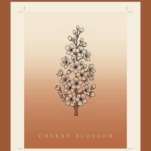 Obraz kwitnącej wiśni do pobrania natychmiast, plakat w stylu japońskim, grafika liniowa z motywem botanicznym, wydruk artystyczny z terakoty, cyfrowa sztuka ścienna zdjęcie 1