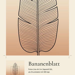 Imagem de folha de bananeira para download instantâneo, pôster Japandi, arte botânica em linha, impressão em terracota, arte digital para parede. imagem 4