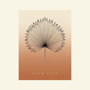 Palm leaf image instant download, Japandi poster, botanical line art, terracotta art print, digital wall art image 2