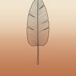 Imagem de folha de bananeira para download instantâneo, pôster Japandi, arte botânica em linha, impressão em terracota, arte digital para parede. imagem 6