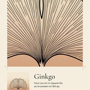 Ginkgo Poster – Minimalistische Line Art in Terrakotta, Japandi Wanddeko für Flur & Diele, Sofort Download Bild 4
