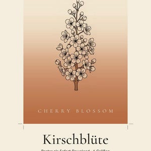 Obraz kwitnącej wiśni do pobrania natychmiast, plakat w stylu japońskim, grafika liniowa z motywem botanicznym, wydruk artystyczny z terakoty, cyfrowa sztuka ścienna zdjęcie 2