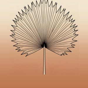 Palm leaf image instant download, Japandi poster, botanical line art, terracotta art print, digital wall art image 4