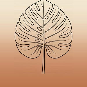 Monstera image instant download, Japandi poster, botanical line art, terracotta art print, digital wall art image 6