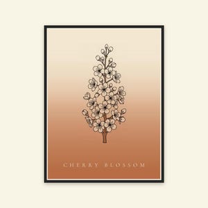 Obraz kwitnącej wiśni do pobrania natychmiast, plakat w stylu japońskim, grafika liniowa z motywem botanicznym, wydruk artystyczny z terakoty, cyfrowa sztuka ścienna zdjęcie 5
