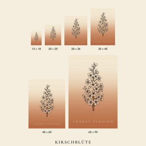 Obraz kwitnącej wiśni do pobrania natychmiast, plakat w stylu japońskim, grafika liniowa z motywem botanicznym, wydruk artystyczny z terakoty, cyfrowa sztuka ścienna zdjęcie 3