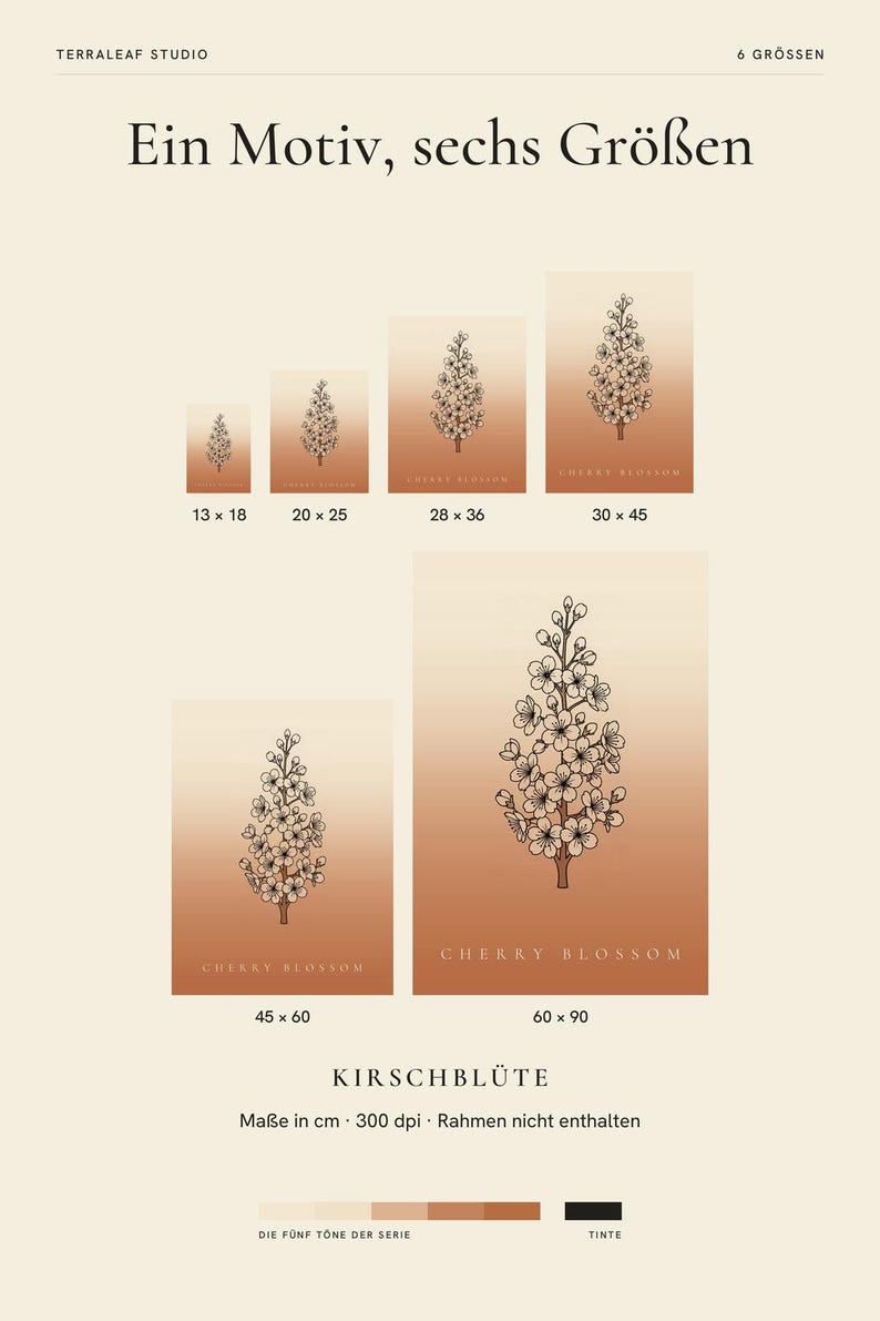 Obraz kwitnącej wiśni do pobrania natychmiast, plakat w stylu japońskim, grafika liniowa z motywem botanicznym, wydruk artystyczny z terakoty, cyfrowa sztuka ścienna zdjęcie 3