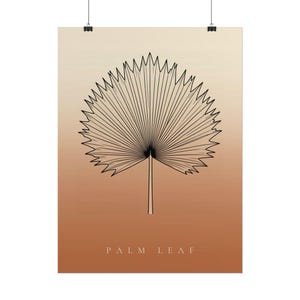 Palm leaf image instant download, Japandi poster, botanical line art, terracotta art print, digital wall art image 5
