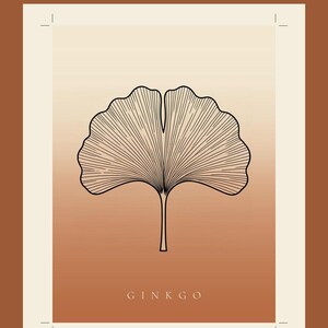 Ginkgo Poster – Minimalistische Line Art in Terrakotta, Japandi Wanddeko für Flur & Diele, Sofort Download Bild 1