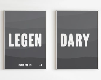 Digital Print Awesome HIMYM Quote Print Typography Posters Art - Legen (wait for it) DARY - quote from HIMYM Legendary digital double poster