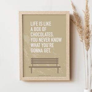 Digital Print Movie Quote Forrest Gump Art Poster Life is Like a Box of Chocolates. You never know what you're gonna get digital art poster image 1