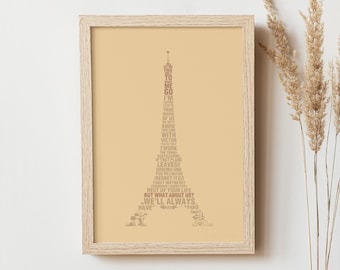 Casablanca Movie Quote Print, Eiffel Tower Typography Art (Digital Download)