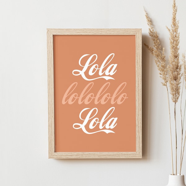 The Kinks Lola Lyrics Print, Retro Music Poster (Digital Download)