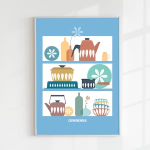 Digital Art Cathrineholm Mid Century Modern shelves Cathrineholm enamelware Poster Art Kitchen wall art mid century kitchen Digital wall art