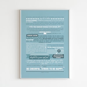 Digital print Max Ehrmann Desiderata Poem Quote Poster Typography Art Print in blue Poem art Poster Max Ehrmann Desiderata digital poster