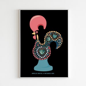Digital Art Portuguese Rooster Legend Illustration Poster Art Barcelos Rooster, a Portuguese Hero poster sign of faith and justice poster