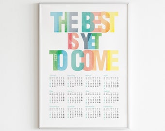 2023 Calendar Poster, Rainbow Typography Print (Digital Download)