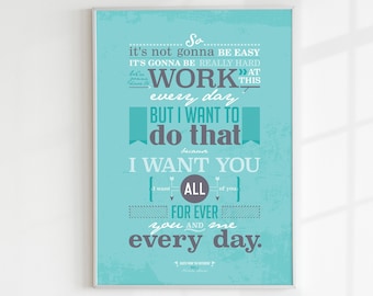 The Notebook Movie Quote Art Print, Romantic Typography (Digital Download)