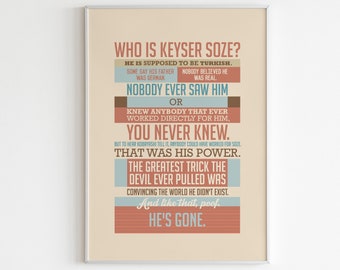 Digital print Usual Suspects Poster movie quote Keyser Soze movie poster quote usual Suspects movie quote Keyser Soze movie digital art