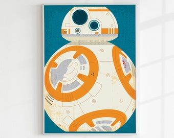 Impression numérique Star wars Poster BB8 robot Movie poster art Print droid La Force réveille film star wars art affiche imprimable art BB8 affiche