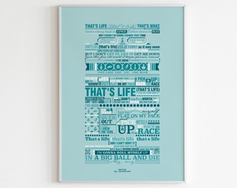 Digital print That's Life Music Poster typography art print Frank Sinatra music poster typography poster That's life poster Music art print