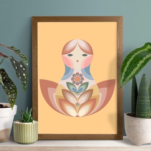 Digital print MATRIOSKA doll Illustration Poster from Russia with LOVE mid century style illustration Russia poster print matrioska poster image 8