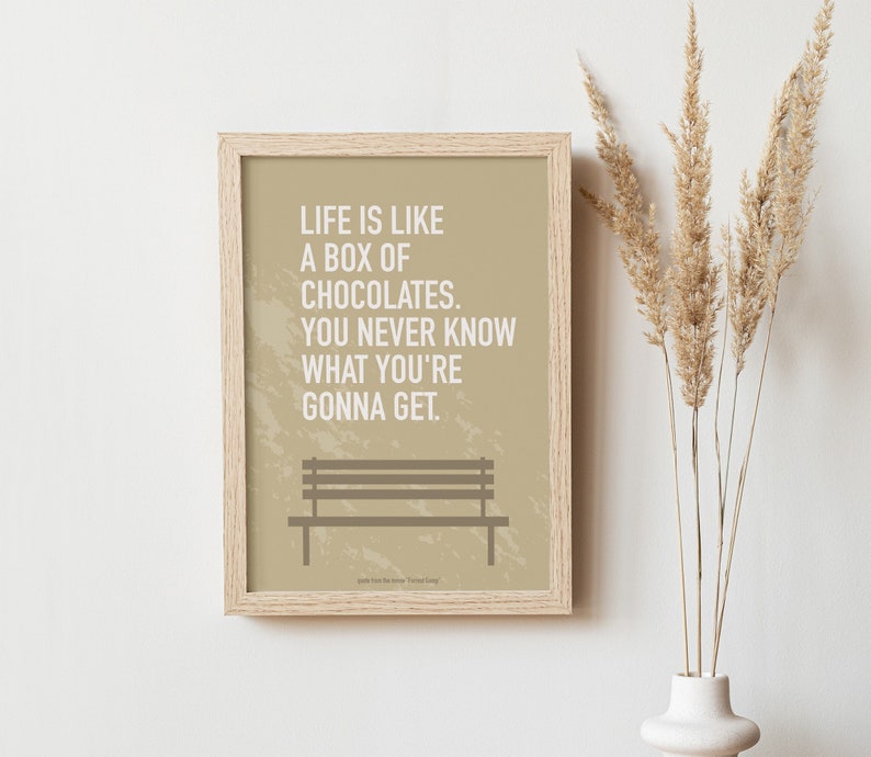 Digital Print Movie Quote Forrest Gump Art Poster Life is Like a Box of Chocolates. You never know what you're gonna get digital art poster image 1