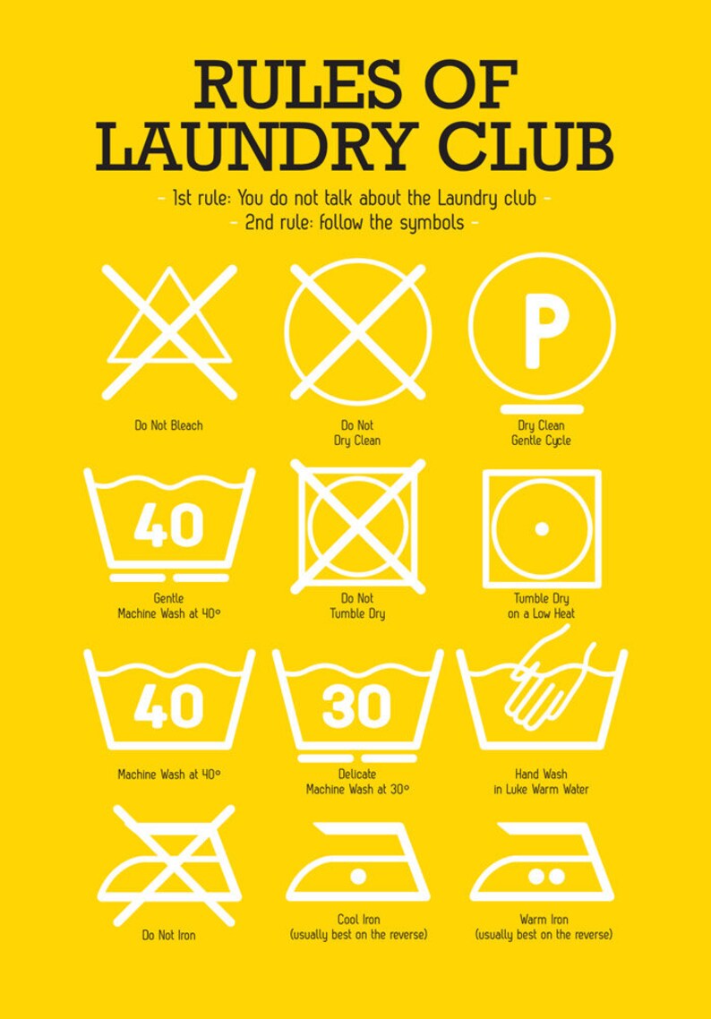 Laundry Room Poster With Laundry Pictograms in Light Mint - Etsy