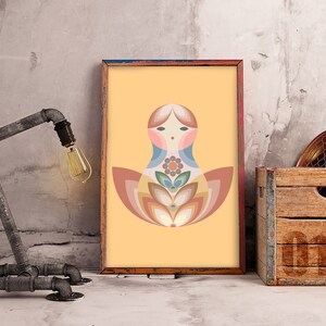 Digital print MATRIOSKA doll Illustration Poster from Russia with LOVE mid century style illustration Russia poster print matrioska poster image 2