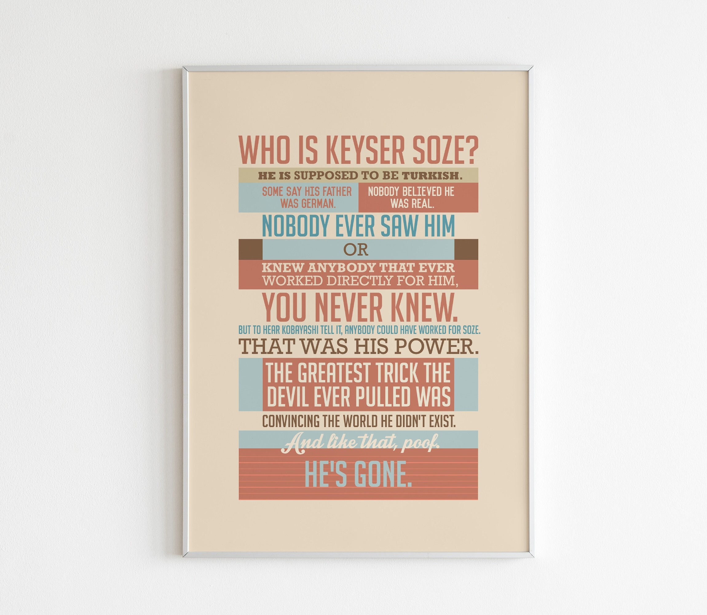 Digital Print Usual Suspects Poster Movie Quote Keyser Soze -  Finland