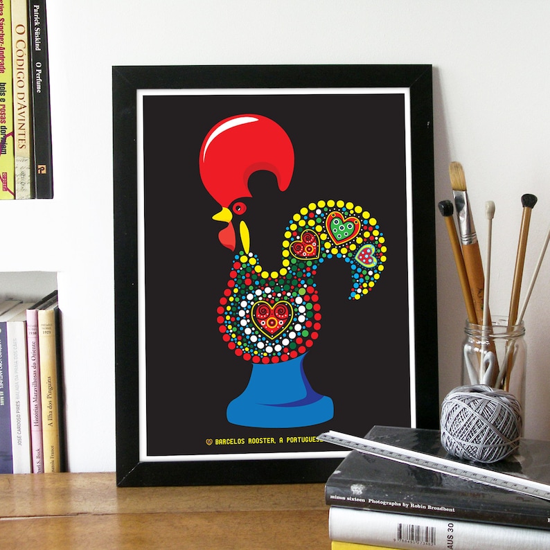 Portuguese Rooster Legend Illustration Poster Art Barcelos Rooster a Portuguese Hero poster sign of faith and justice poster