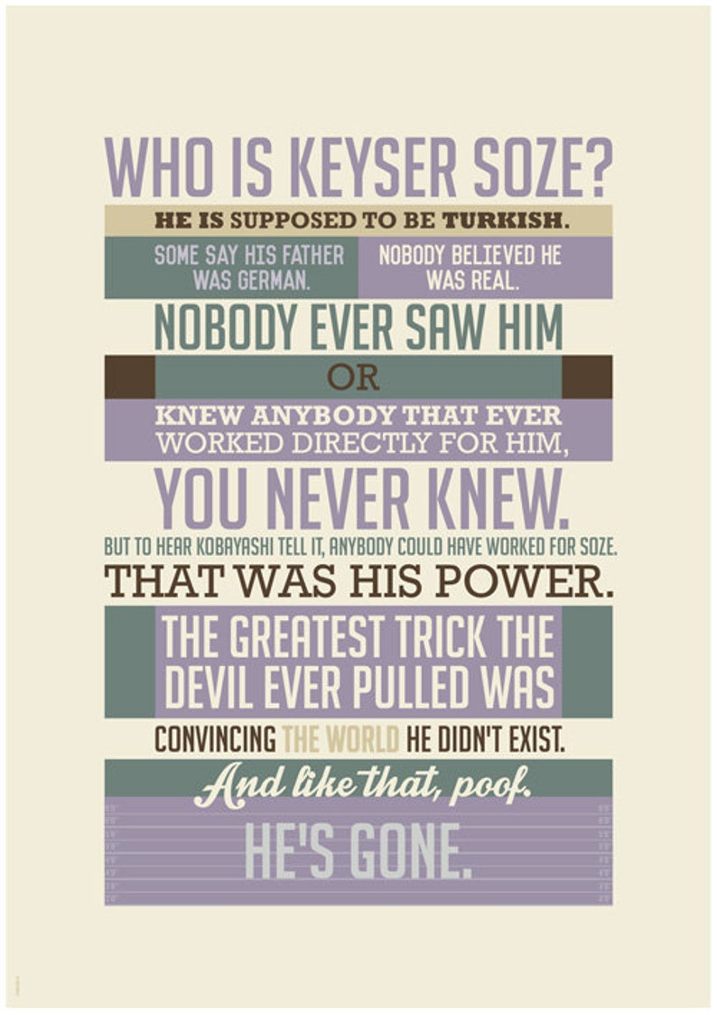 Usual Suspects Poster movie quote Keyser Soze movie poster Etsy