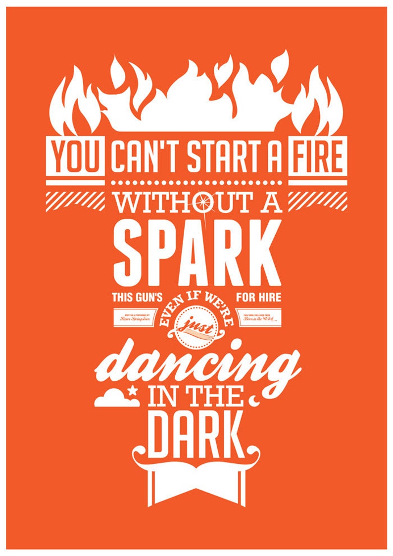 Dancing in the Dark Bruce Springsteen Music Poster Typography Etsy