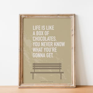 Digital Print Movie Quote Forrest Gump Art Poster Life is Like a Box of Chocolates. You never know what you're gonna get digital art poster image 4