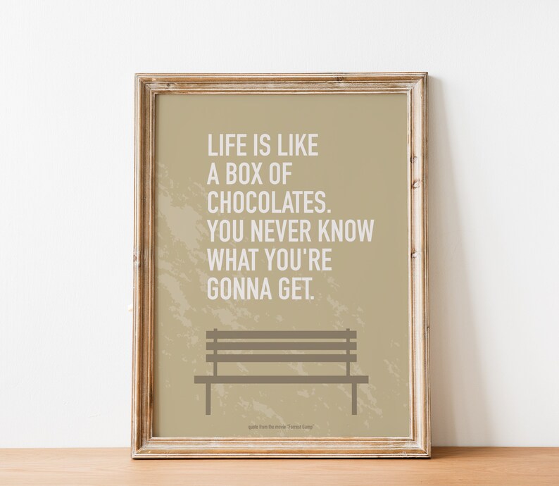 Digital Print Movie Quote Forrest Gump Art Poster Life is Like a Box of Chocolates. You never know what you're gonna get digital art poster image 4