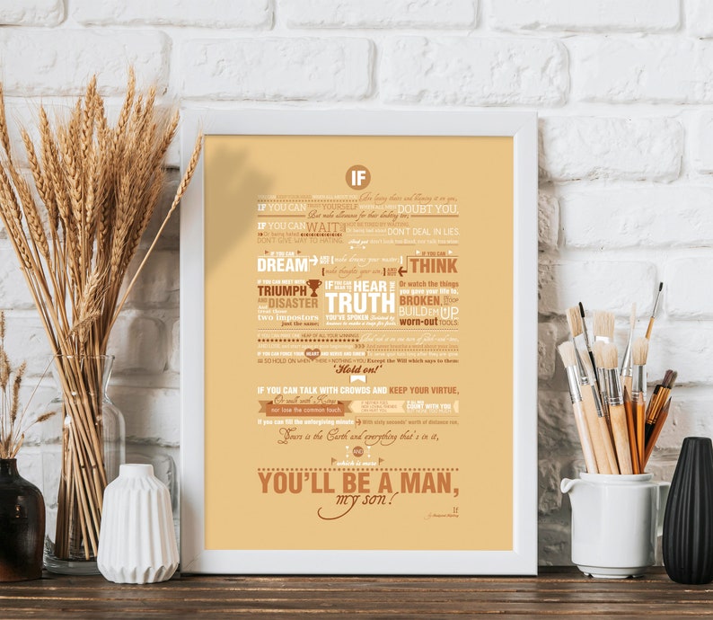 Digital print of Rudyard Kipling inspirational Poem Quote IF Typography Art Poster Print IF Poem by Rudyard Kipling motivational Poster image 5