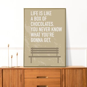 Digital Print Movie Quote Forrest Gump Art Poster Life is Like a Box of Chocolates. You never know what you're gonna get digital art poster image 2