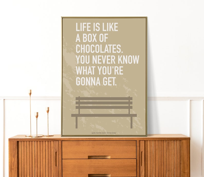 Digital Print Movie Quote Forrest Gump Art Poster Life is Like a Box of Chocolates. You never know what you're gonna get digital art poster image 2