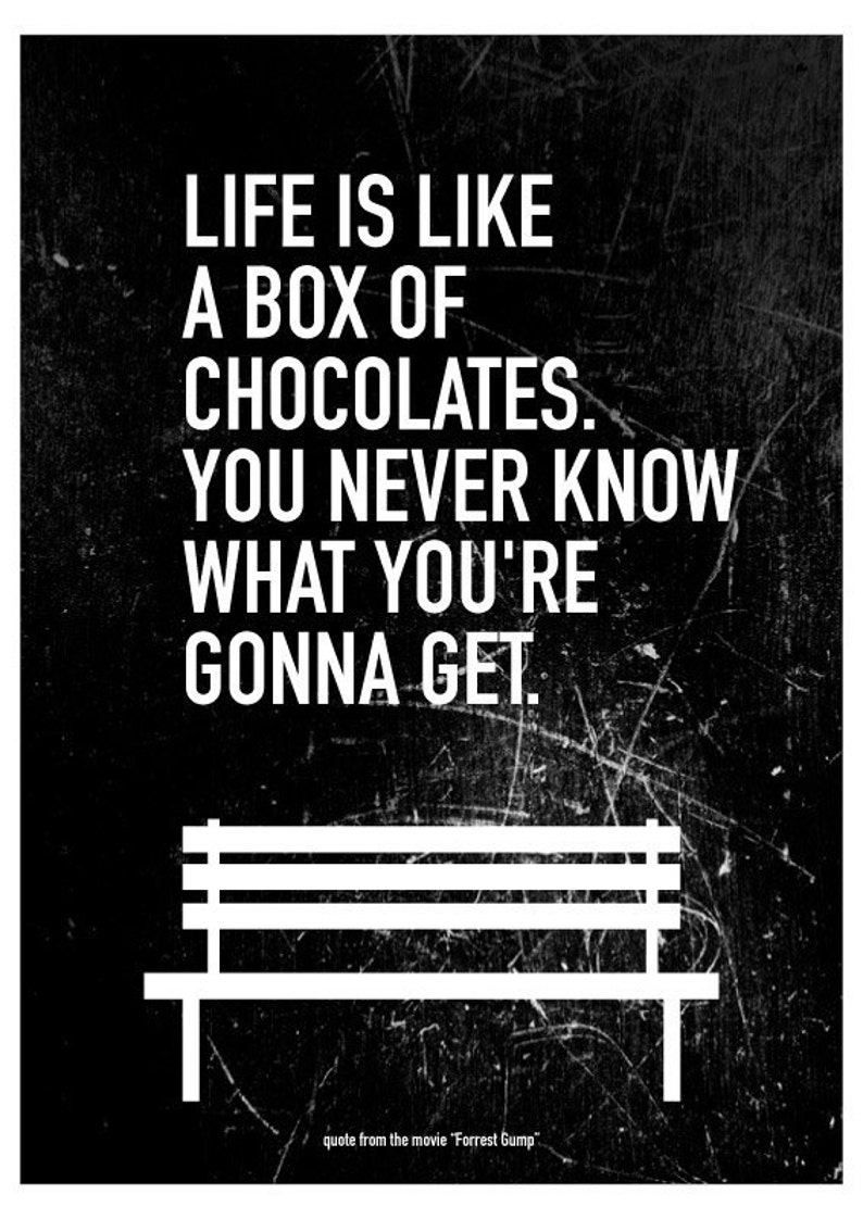 Movie Quote Forrest Gump Typography Art Poster Life is ...
