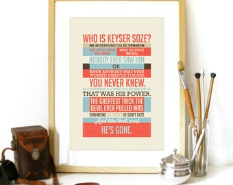 Usual Suspects Poster movie quote Keyser Soze movie poster quote usual Suspects movie quote Keyser Soze movie typography poster art print